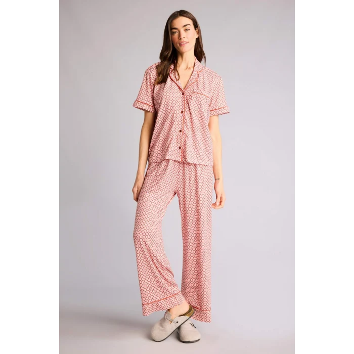 Defacto G7588AXER103 Ekru Desenli Softshell Pijama Takımı