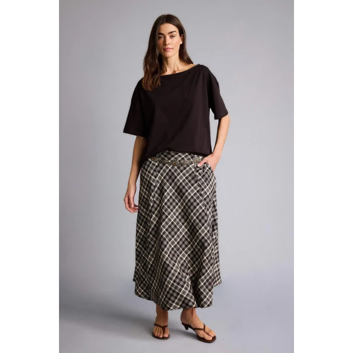 Defacto H6703AXBN340 Kahve Relax Fıt Kayık Yaka Basıc Düz Kısa Kollu Tişört