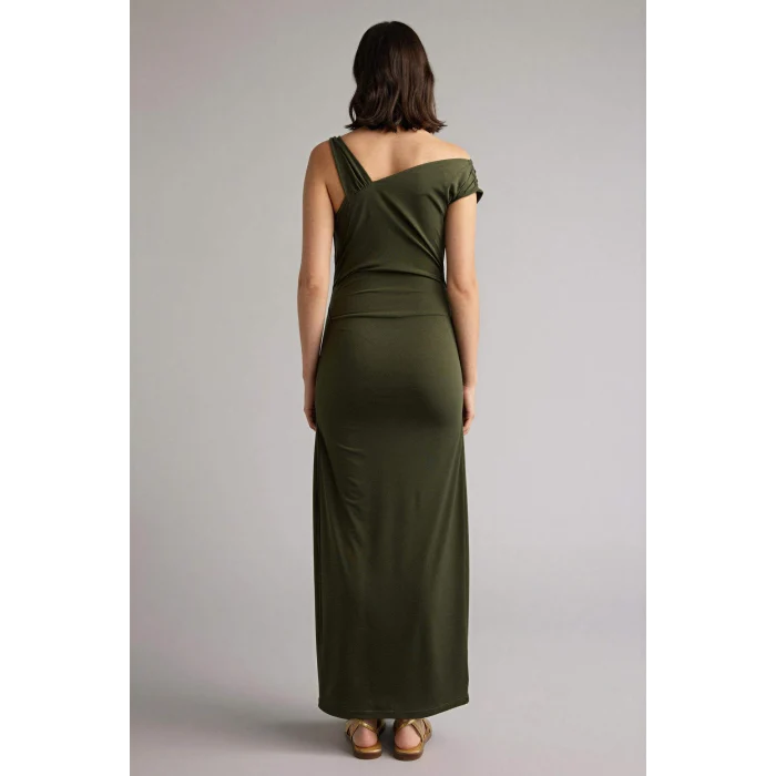 Defacto F9240AXKH462 Haki Regular Fıt Degaje Yaka Kolsuz Elbise