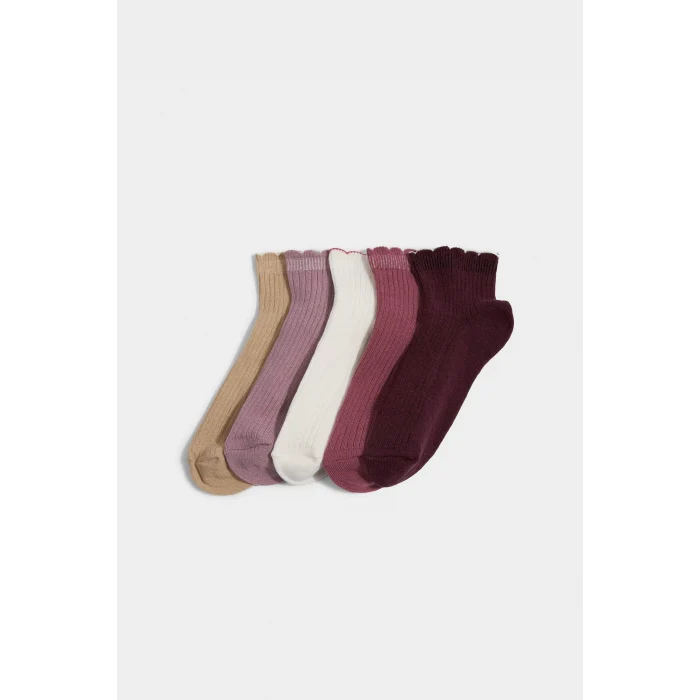 Defacto G3964A8KR1 Çok Renkli 5li Pamuklu Soket Çorap Kız Çocuk