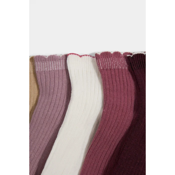 Defacto G3964A8KR1 Çok Renkli 5li Pamuklu Soket Çorap Kız Çocuk