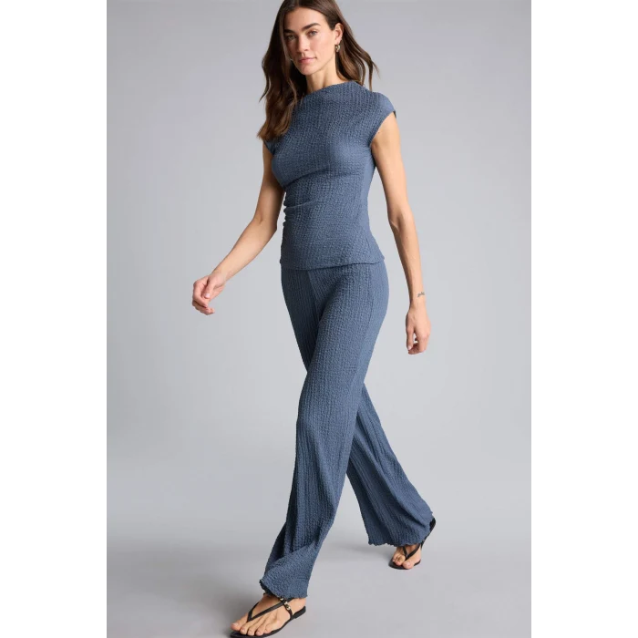 Defacto D3570AXIN247 İndigo Wıde Leg Bürümcük Pantolon