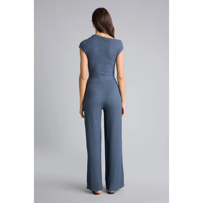 Defacto D3570AXIN247 İndigo Wıde Leg Bürümcük Pantolon