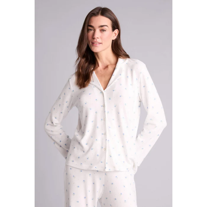 Defacto H1801AXER98 Ekru Çiçekli Pijama Takımı Üst Alt