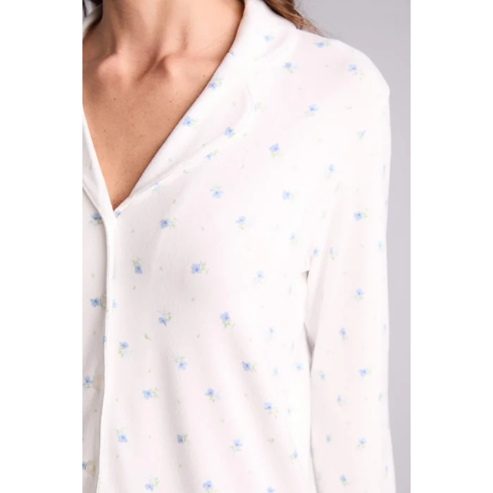 Defacto H1801AXER98 Ekru Çiçekli Pijama Takımı Üst Alt