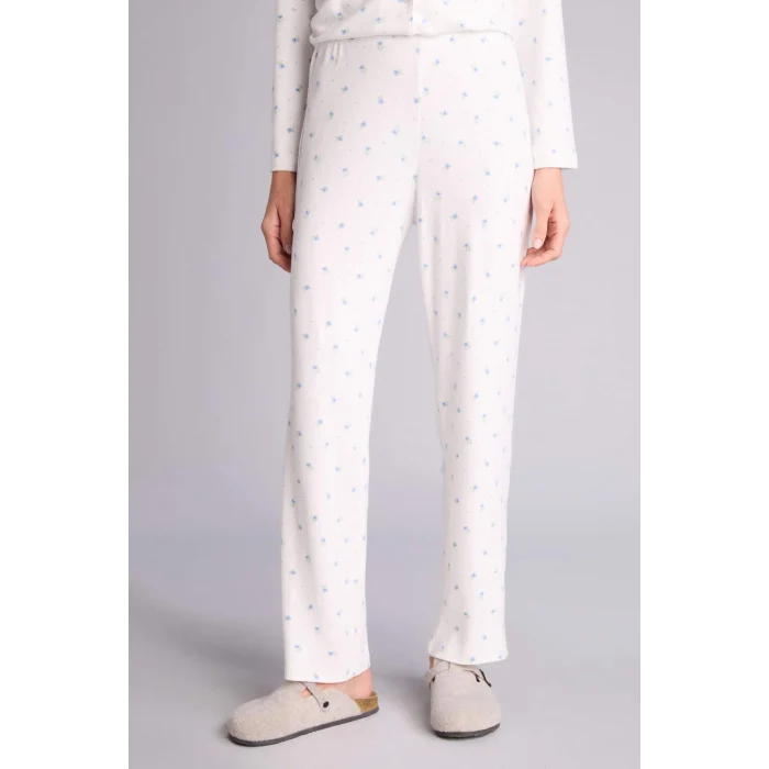 Defacto H1801AXER98 Ekru Çiçekli Pijama Takımı Üst Alt