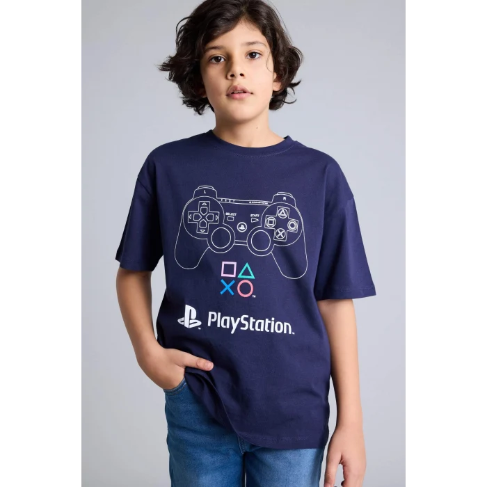 Defacto G9074A8NV134 Lacivert PlayStatıon Oversıze Tişört Erkek Çocuk