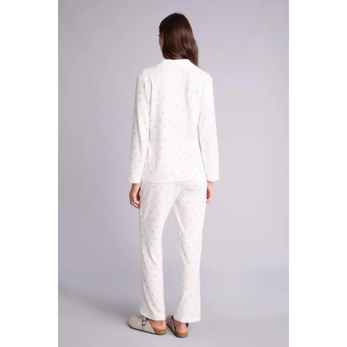 Defacto H1801AXER98 Ekru Çiçekli Pijama Takımı Üst Alt