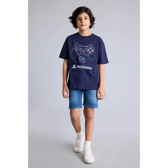 Defacto G9074A8NV134 Lacivert PlayStatıon Oversıze Tişört Erkek Çocuk