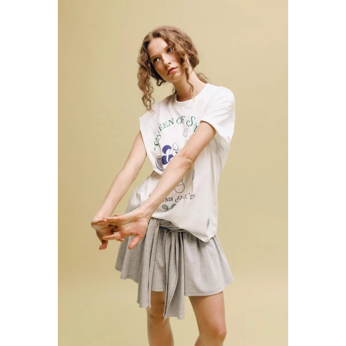 Defacto G9574AXWT32 Beyaz Dısney Mıckey & Mınnıe Oversıze Bisiklet Yaka Baskılı Kısa Kollu Tişört