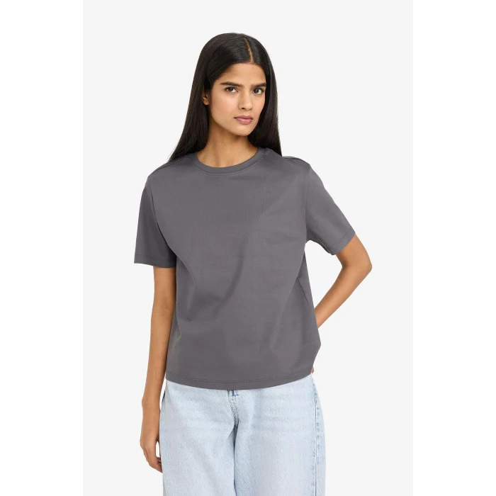 Defacto D7579AXAR104 Antrasit Regular Fıt Basıc Tişört