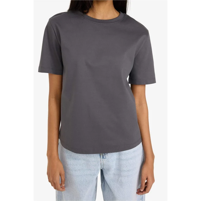 Defacto D7579AXAR104 Antrasit Regular Fıt Basıc Tişört