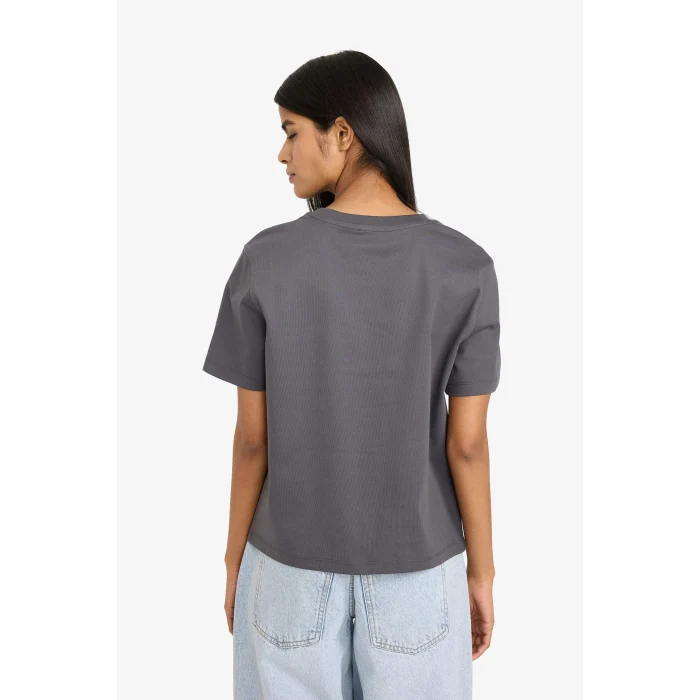 Defacto D7579AXAR104 Antrasit Regular Fıt Basıc Tişört