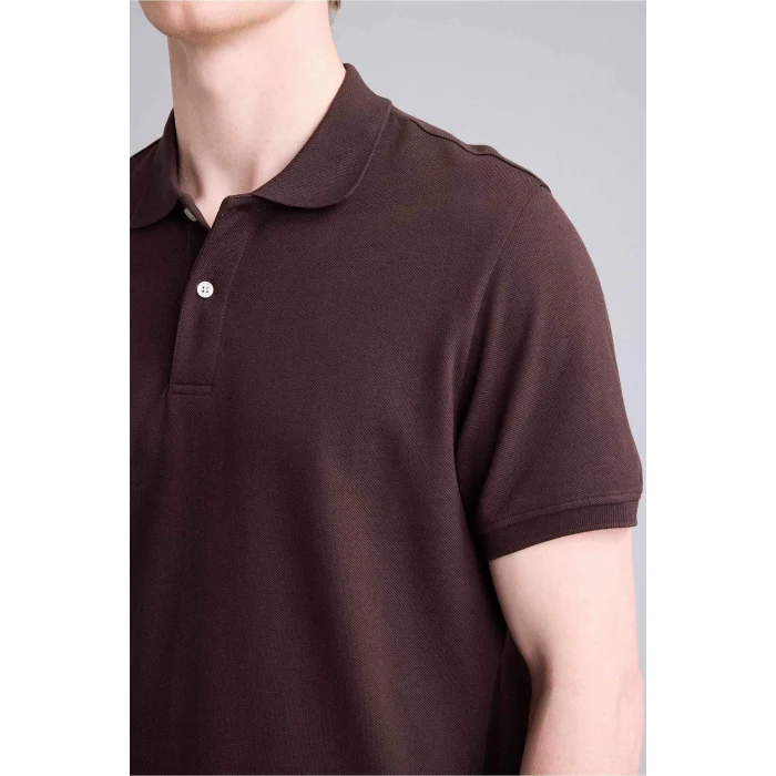 Defacto E9504AXBN267 Kahve %100 Pamuk Regular Fit Polo Tişört