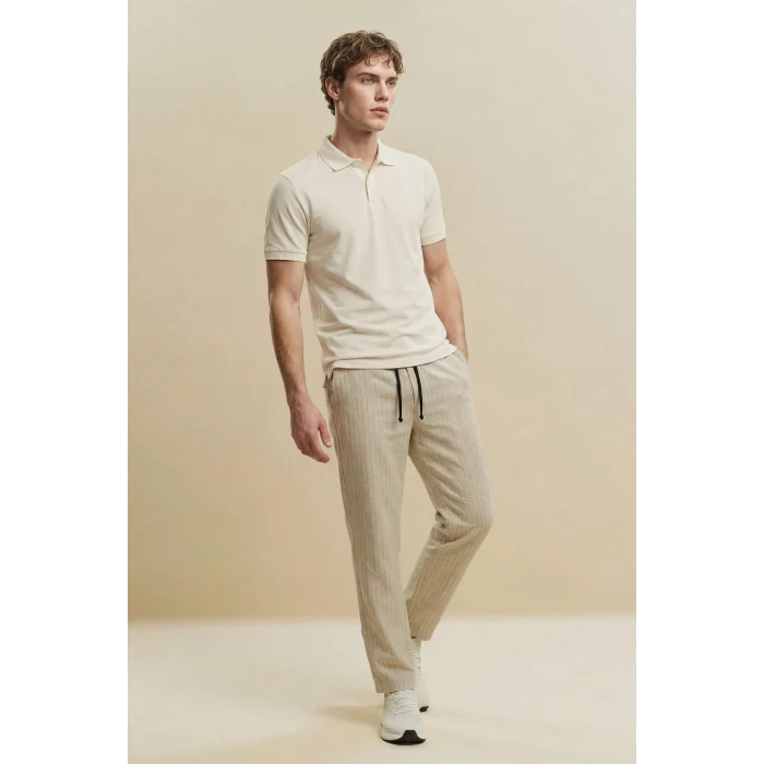 Defacto F9818AXER100 Ekru Kısa Kollu Polo Tişört