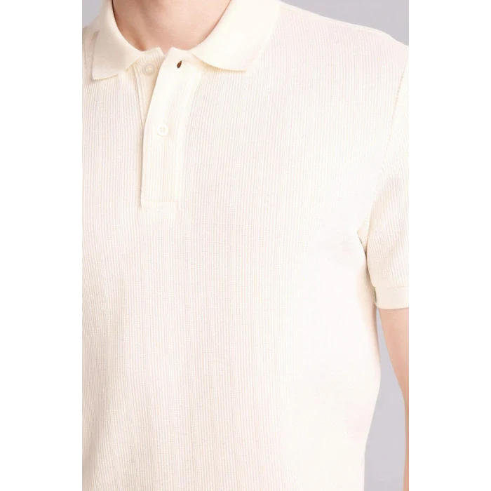 Defacto F9818AXER100 Ekru Kısa Kollu Polo Tişört