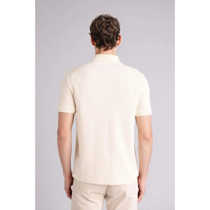 Defacto F9818AXER100 Ekru Kısa Kollu Polo Tişört