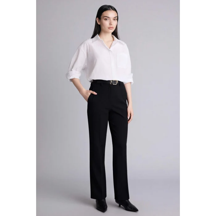 Defacto G9803AXWT34 Beyaz Oversıze Gömlek Yaka Poplin Uzun Kollu Gömlek