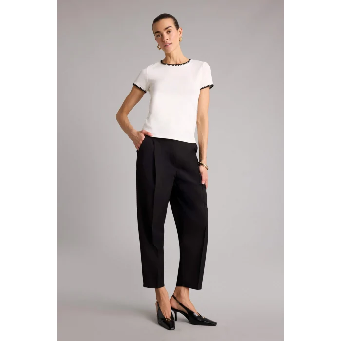 Defacto F9831AXER105 Ekru Regular Fıt Ribana Tişört