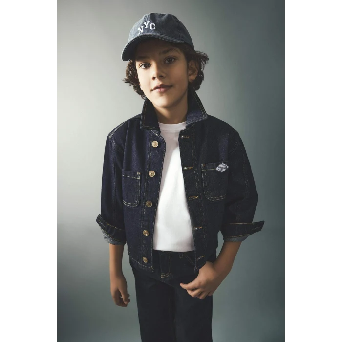 Defacto D5313A8IN8 İndigo Nakışlı Jean Cap Şapka Erkek Çocuk