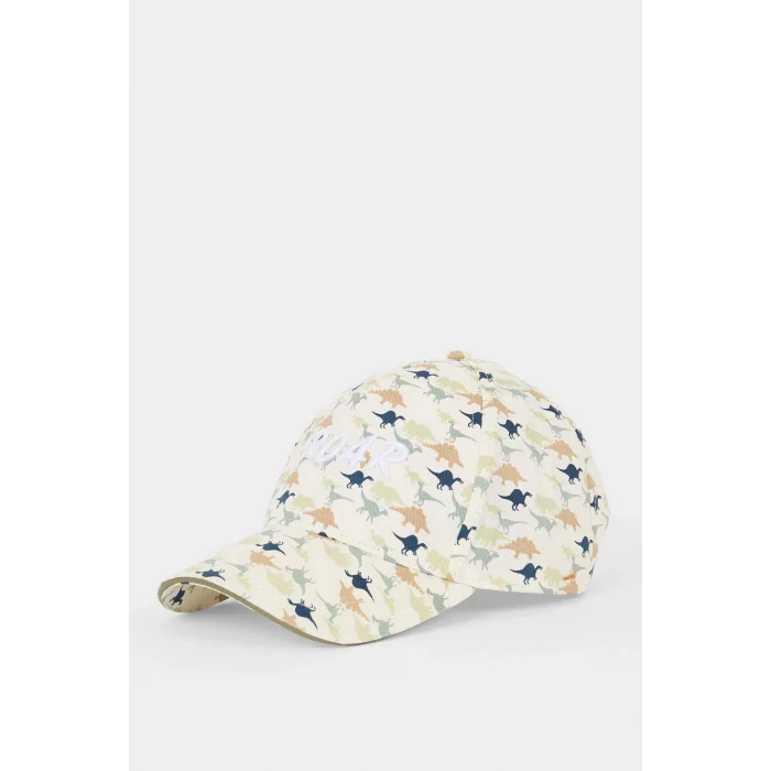 Defacto X0299A6BG176 Bej Dinazor Desenli Pamuklu Cap Şapka Erkek Çocuk