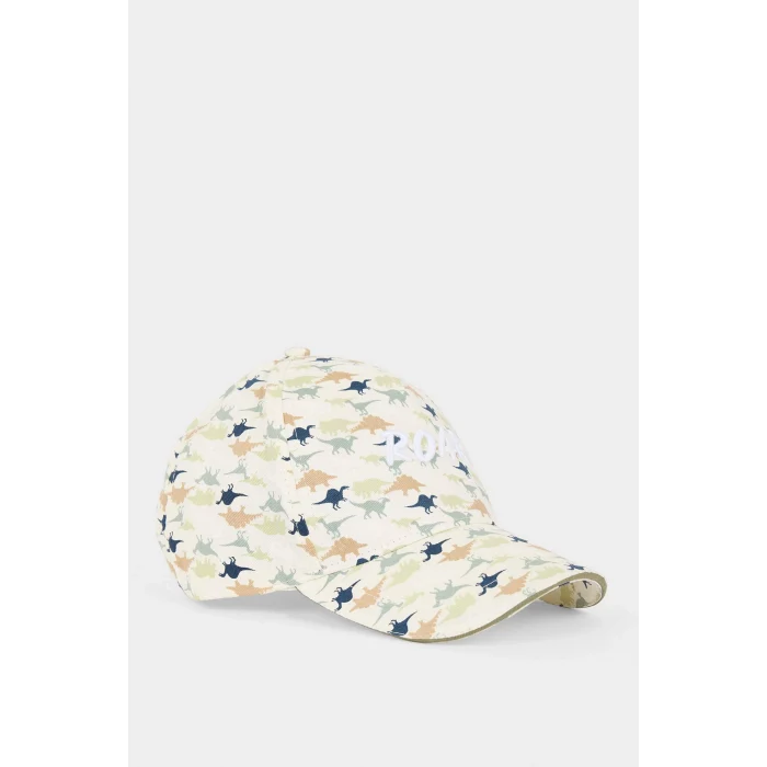 Defacto X0299A6BG176 Bej Dinazor Desenli Pamuklu Cap Şapka Erkek Çocuk