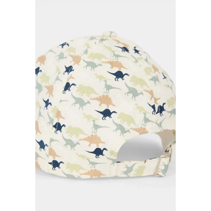 Defacto X0299A6BG176 Bej Dinazor Desenli Pamuklu Cap Şapka Erkek Çocuk