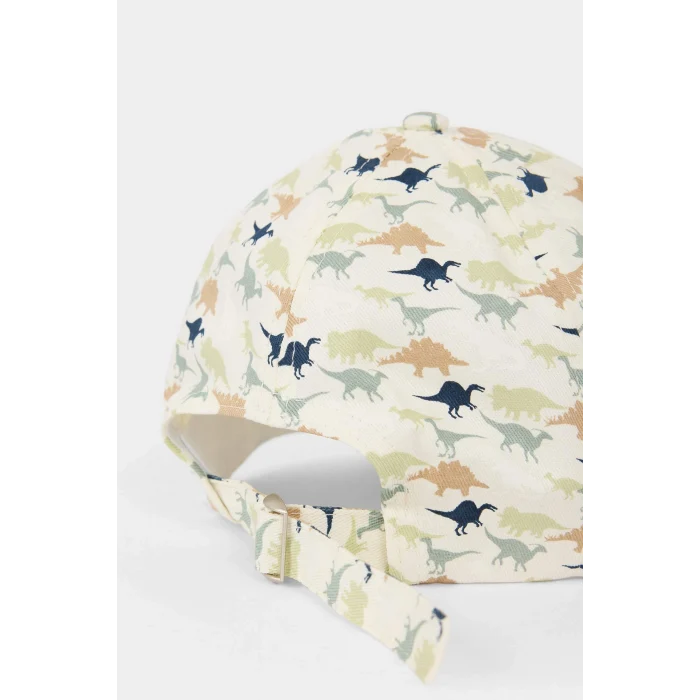 Defacto X0299A6BG176 Bej Dinazor Desenli Pamuklu Cap Şapka Erkek Çocuk