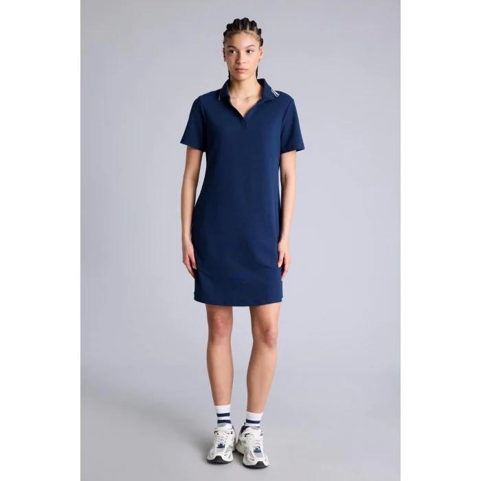 Defacto D9319AXNV146 Lacivert Standart Fıt Pike Elbise