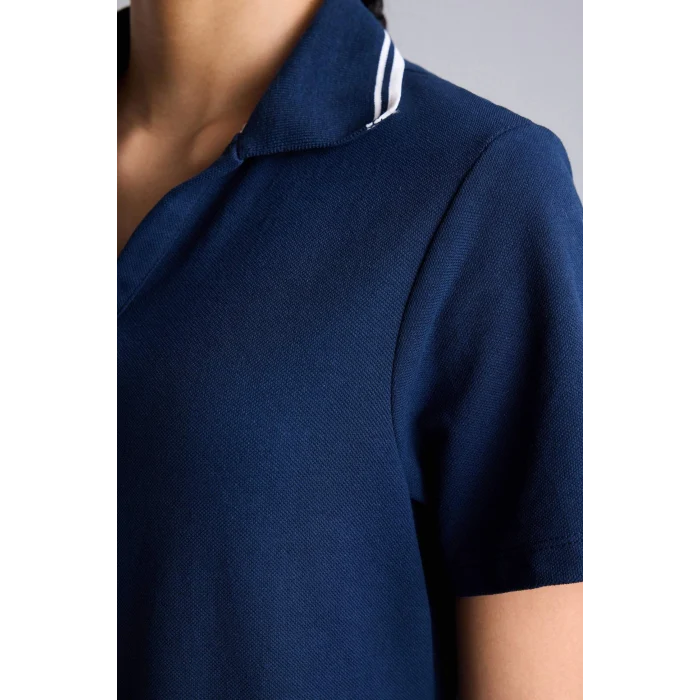 Defacto D9319AXNV146 Lacivert Standart Fıt Pike Elbise