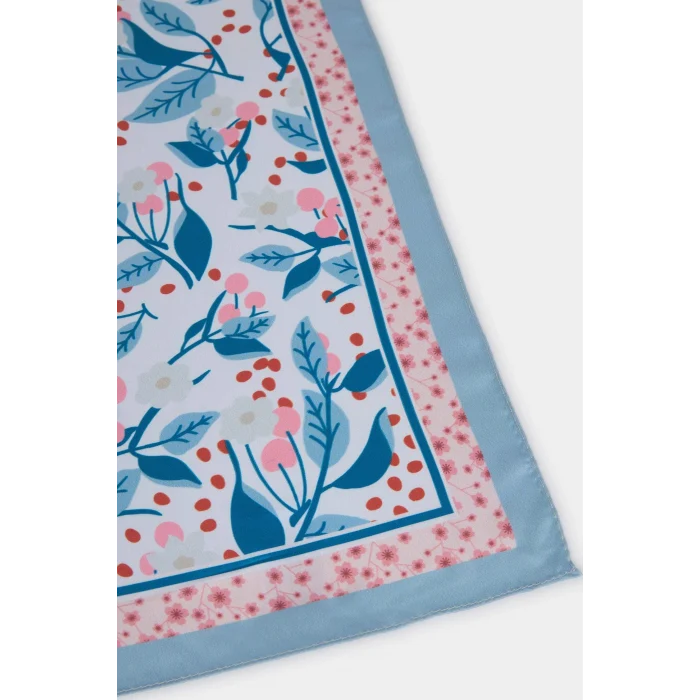 Defacto E6164AXBE2 Mavi Kadın Desenli Saten Fular