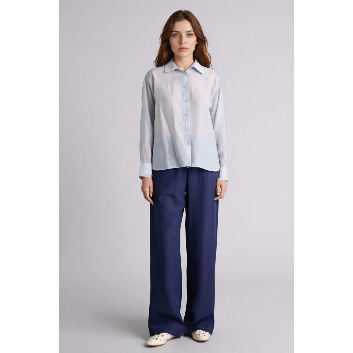 Defacto F7960AXNV31 Lacivert Wıde Leg Keten Karışımlı Pantolon