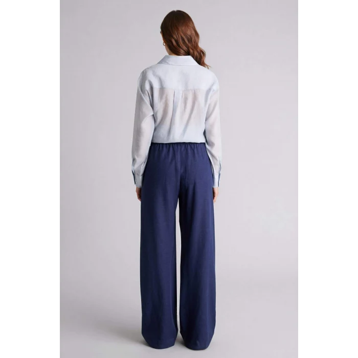 Defacto F7960AXNV31 Lacivert Wıde Leg Keten Karışımlı Pantolon