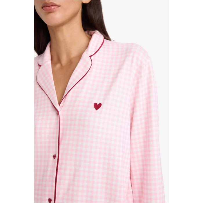 Defacto G1677AXPN149 Pembe Pijama Takımı Uzun Kollu Üst Alt