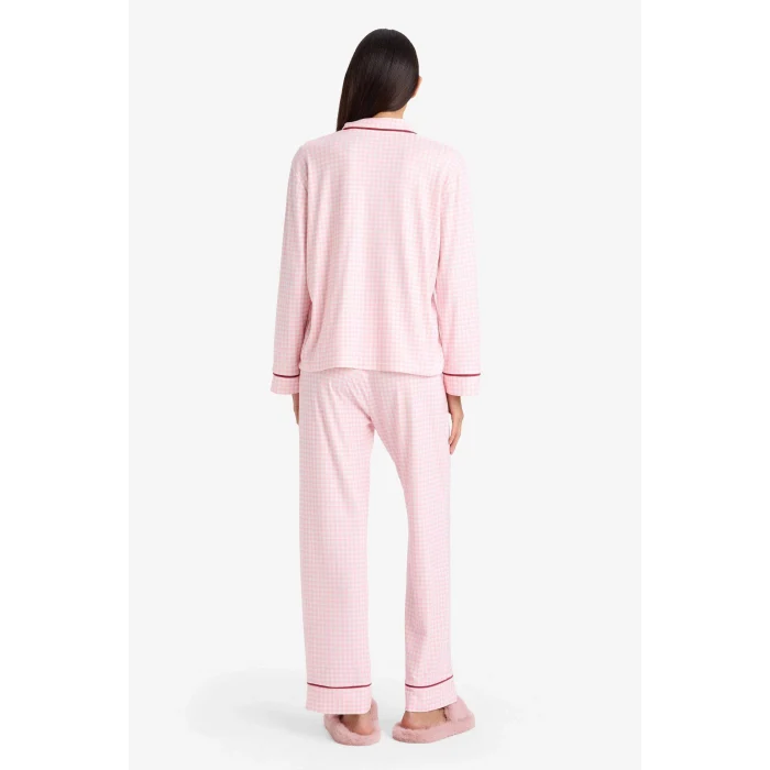 Defacto G1677AXPN149 Pembe Pijama Takımı Uzun Kollu Üst Alt