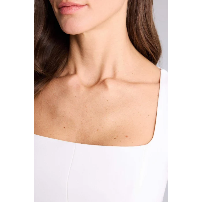 Defacto H1571AXER105 Ekru Fıtted Kare Yaka Krep Askılı Bluz