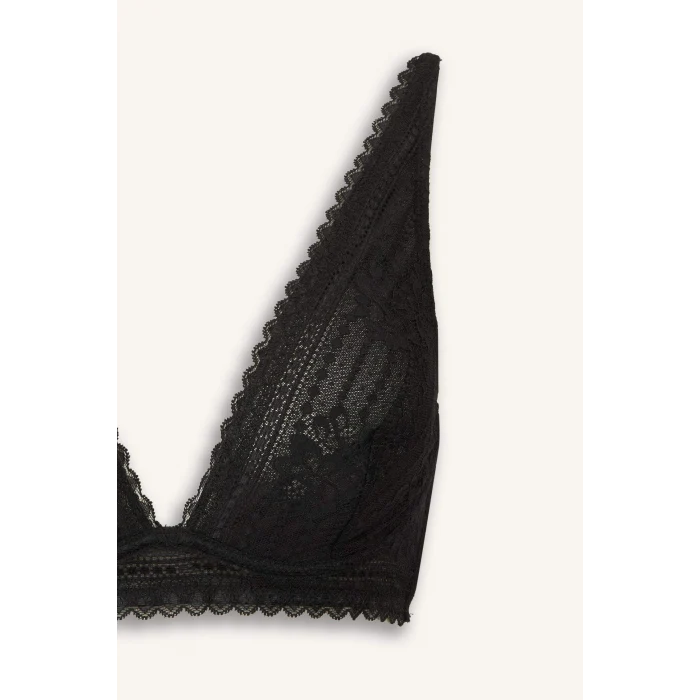 Defacto F3868AXBK81 Siyah Bağcıklı Dantelli Kapsız Pedsiz Balenli Bralet