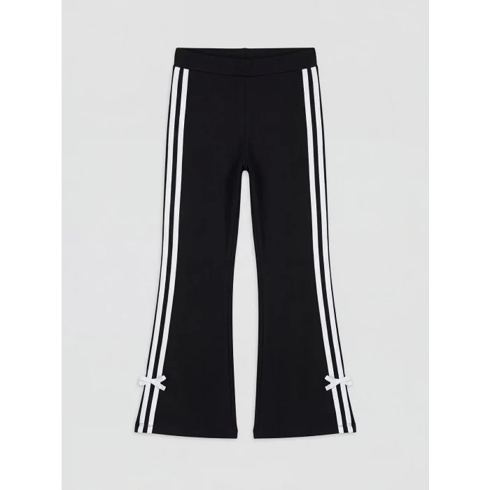 LCW Kids Siyah Şeritli Kız Çocuk İspanyol Paça Tayt