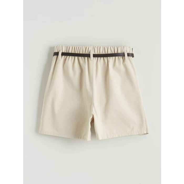 LCW Kids Bej Pileli Kız Çocuk Şort Etek