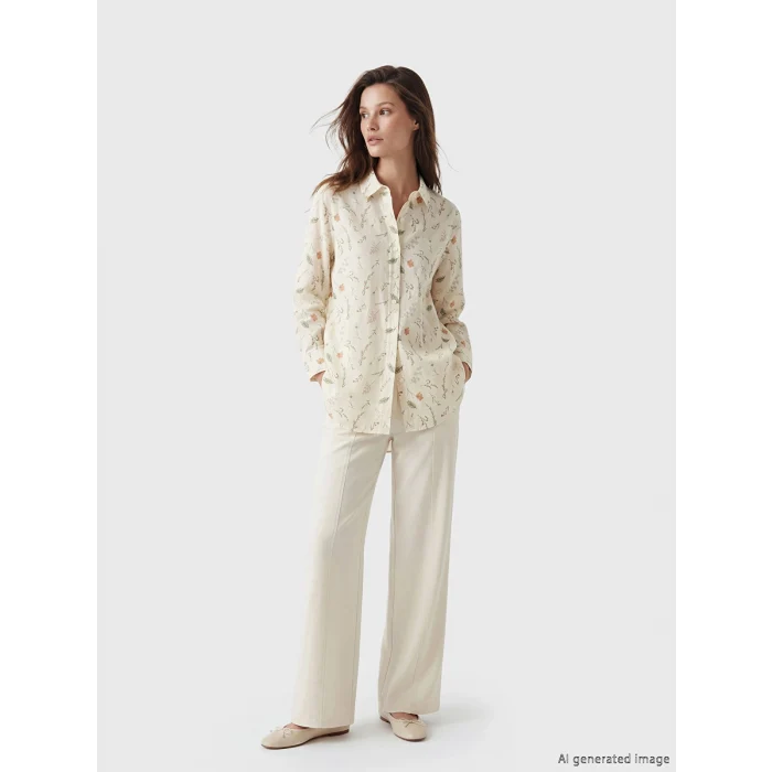 LCW Modest Ekru Desenli Oversize Kadın Gömlek Tunik-ÇOK İADE GELDİĞİ İÇİN KAPATTIM