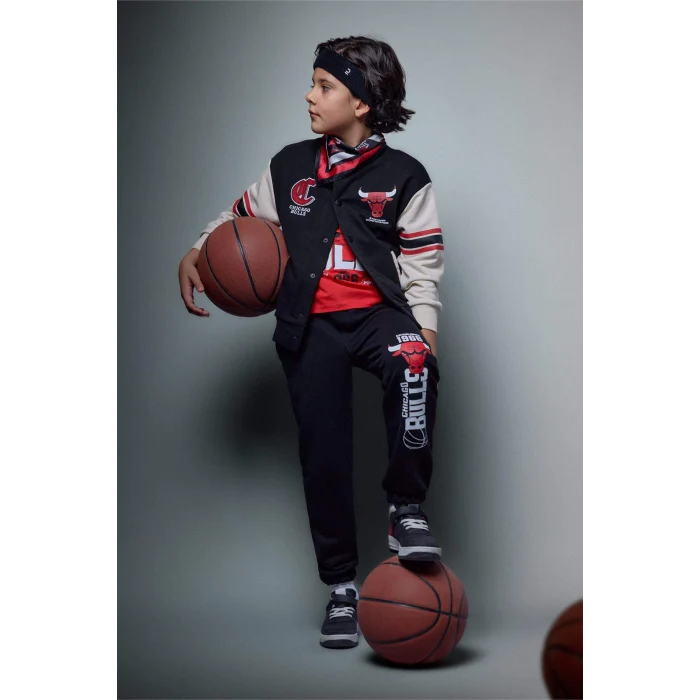 Defacto G7617A8BK81 Siyah NBA Chıcago Bulls Bomber Hırka Erkek Çocuk