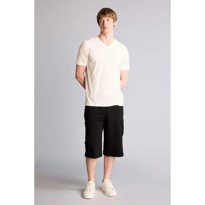 Defacto T4693AZBK81 Siyah Relax Fıt Düz Paça Sweatshirt Kumaşı Uzun Şort