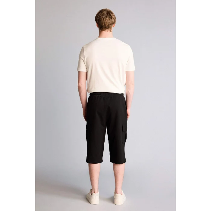 Defacto T4693AZBK81 Siyah Relax Fıt Düz Paça Sweatshirt Kumaşı Uzun Şort