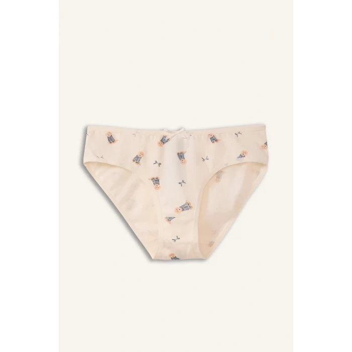 Defacto H0814A8WT47 Beyaz Baskılı Penye 3lü Slip Külot Kız Çocuk