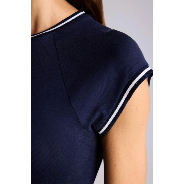 Defacto H4287AXNV251 Lacivert Regular Fıt Bisiklet Yaka Basıc Düz Ribana Kısa Kollu Tişört