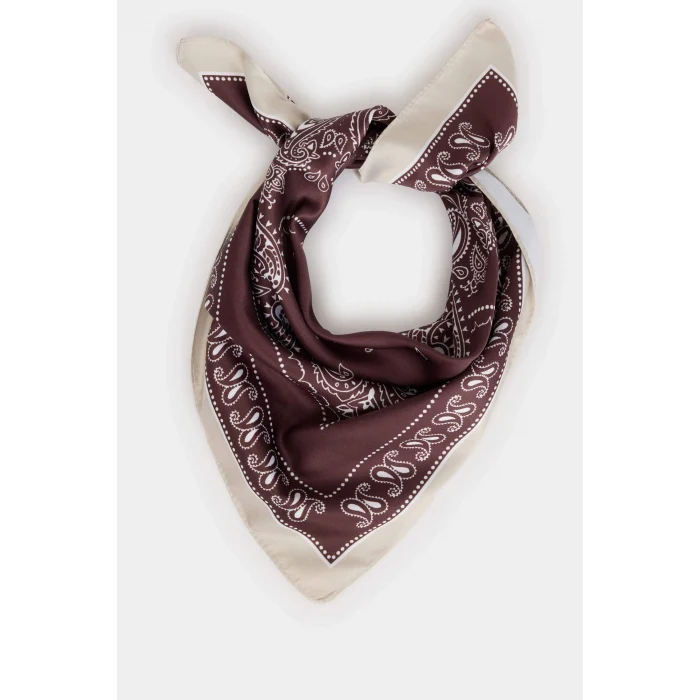 Defacto H1035AXBN66 Kahve Kadın Desenli Saten Şal