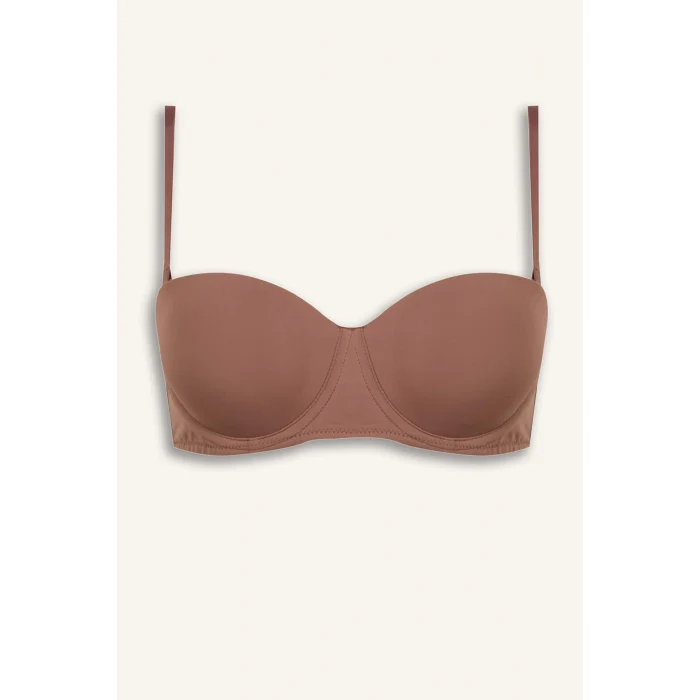 Defacto G9801AXBN307 Kahve Micro Kaplı Pedli Balenli Straplez Sütyen