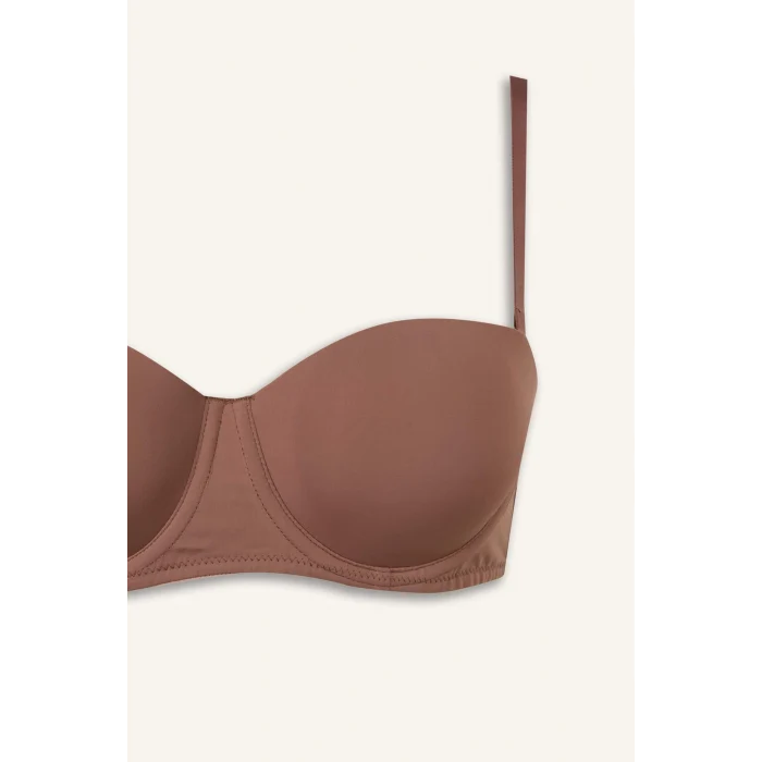 Defacto G9801AXBN307 Kahve Micro Kaplı Pedli Balenli Straplez Sütyen