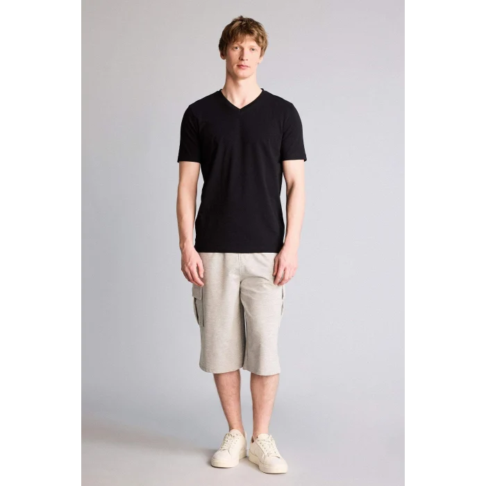 Defacto T4693AZGR210 Gri Relax Fıt Düz Paça Sweatshirt Kumaşı Uzun Şort