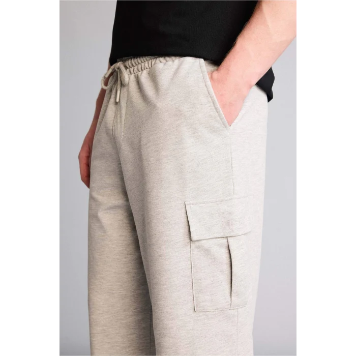 Defacto T4693AZGR210 Gri Relax Fıt Düz Paça Sweatshirt Kumaşı Uzun Şort